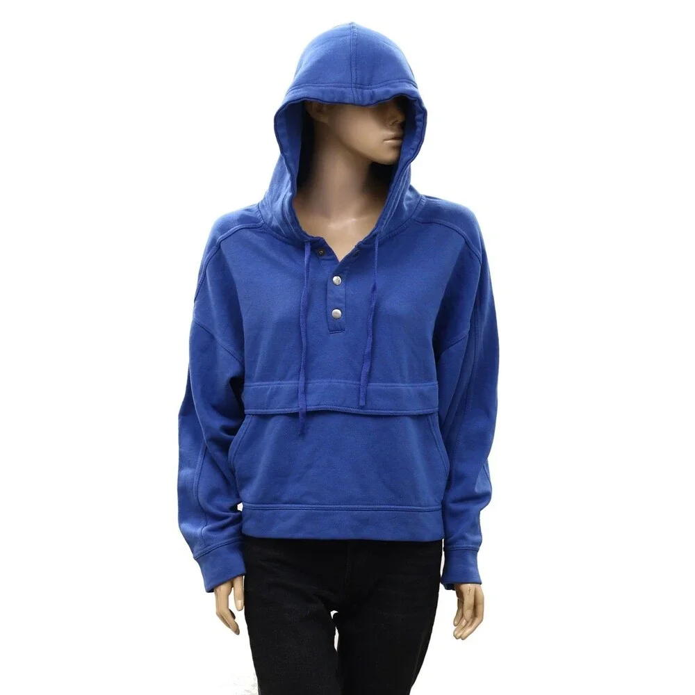 Daily Practice by Anthropologie Henley Sweatshirt Hoodie Top Pullover M 289516